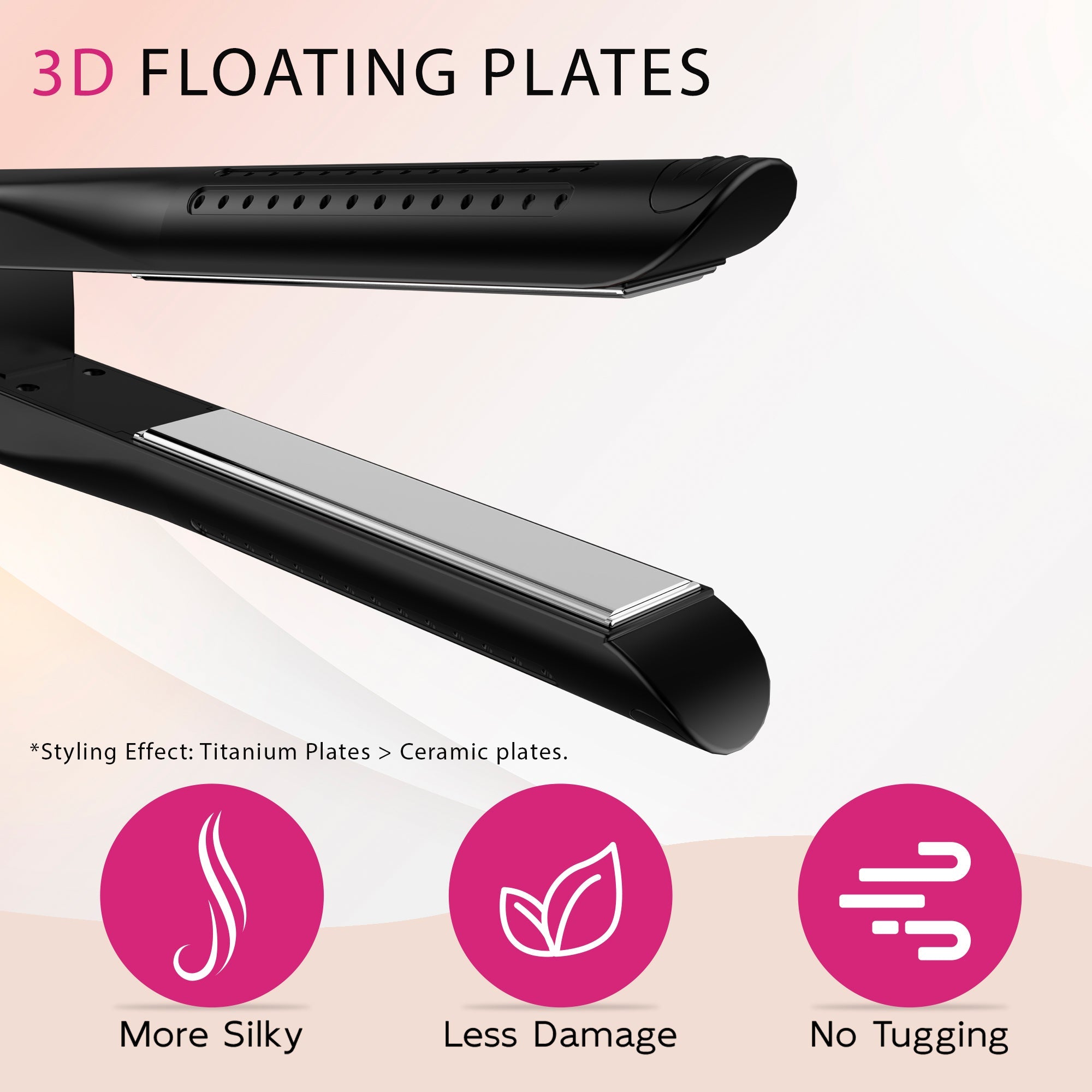Nicebay Hair Straightener, Airflow Styling, 1 inch Curling Wand Cool Air Vent, 5 Temp, Dual Voltage