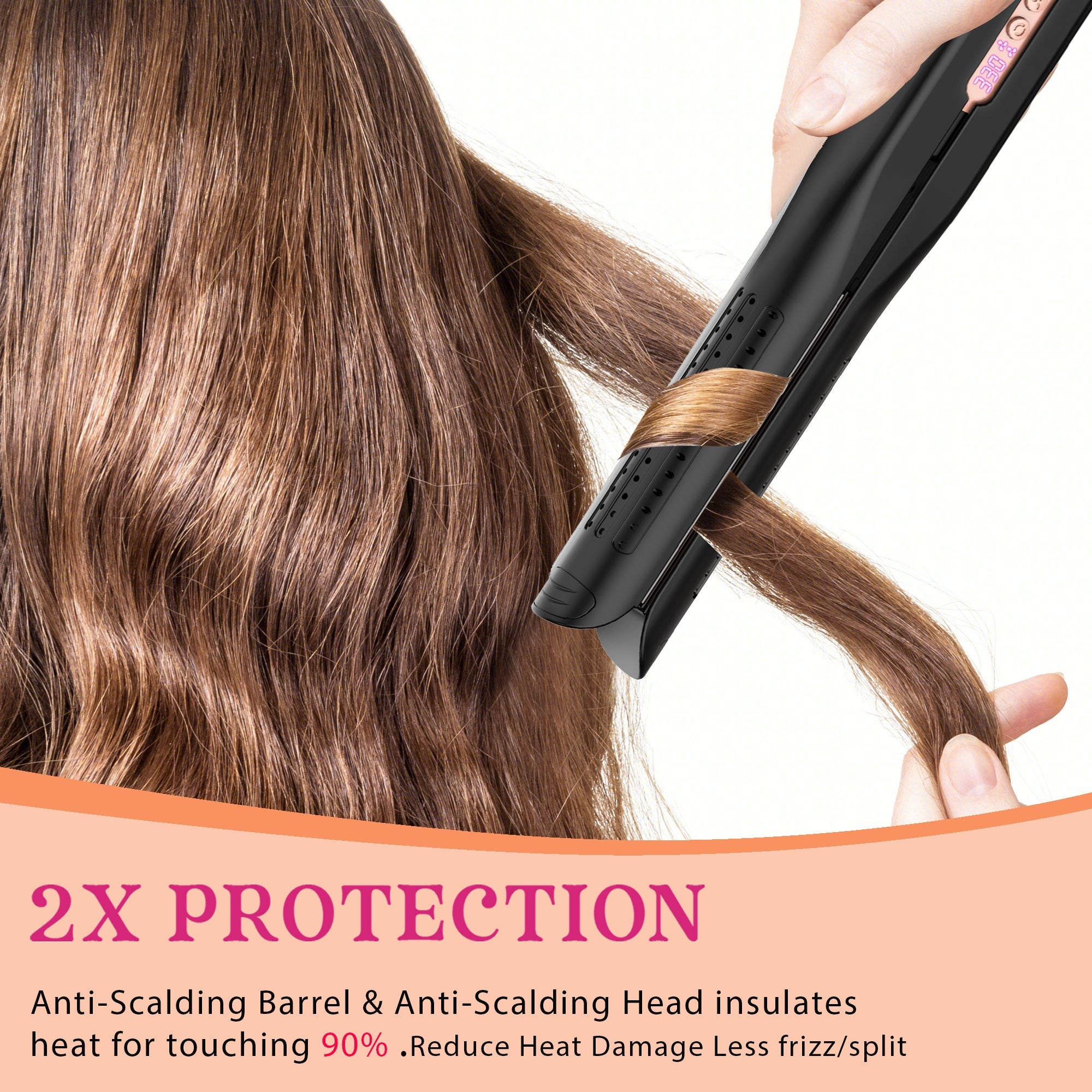 Nicebay Hair Straightener, Airflow Styling, 1 inch Curling Wand Cool Air Vent, 5 Temp, Dual Voltage
