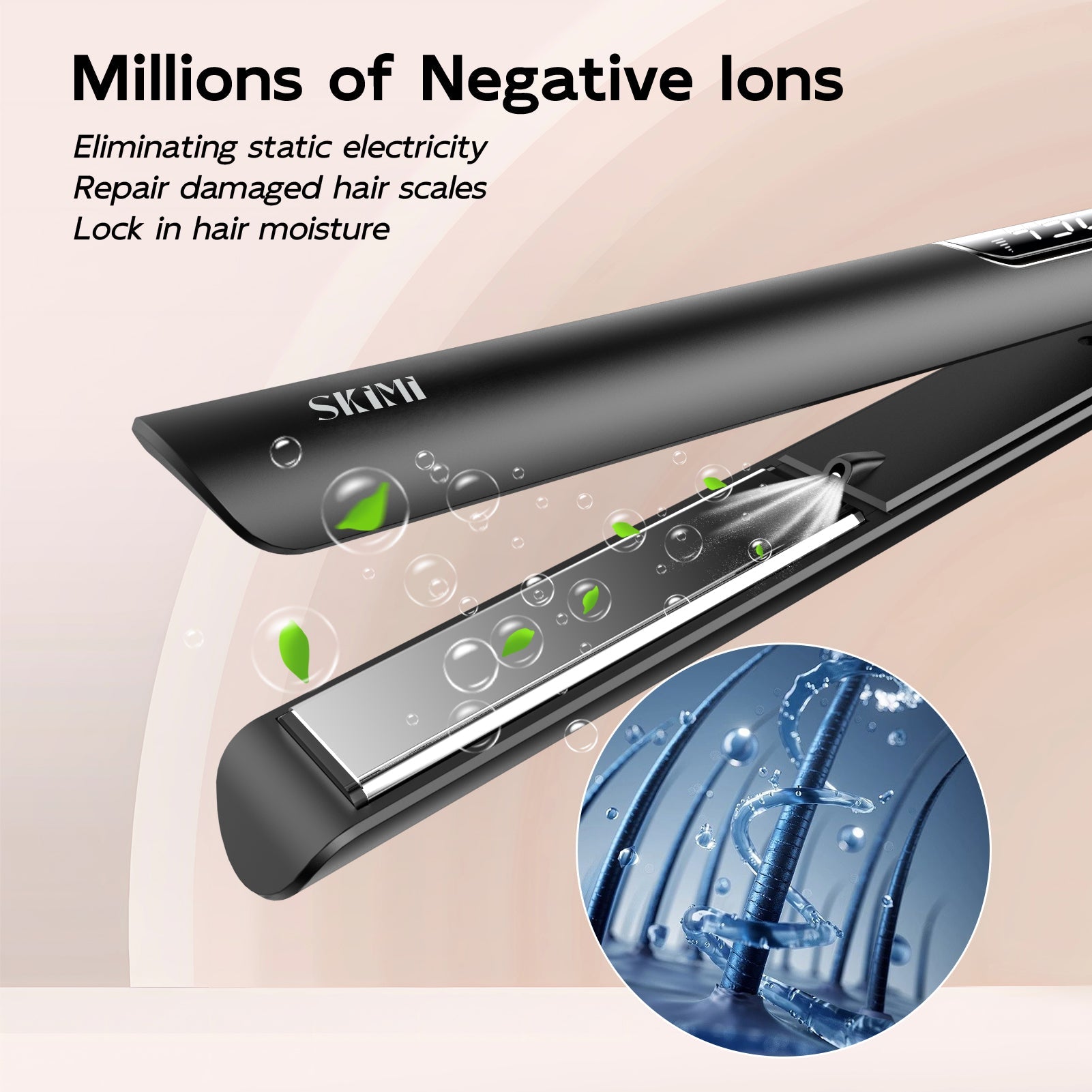 SKIMI Hair Straightener Flat Iron, Hair Straightening, Curling-5 Temp, Dual Voltage,Fast Heat