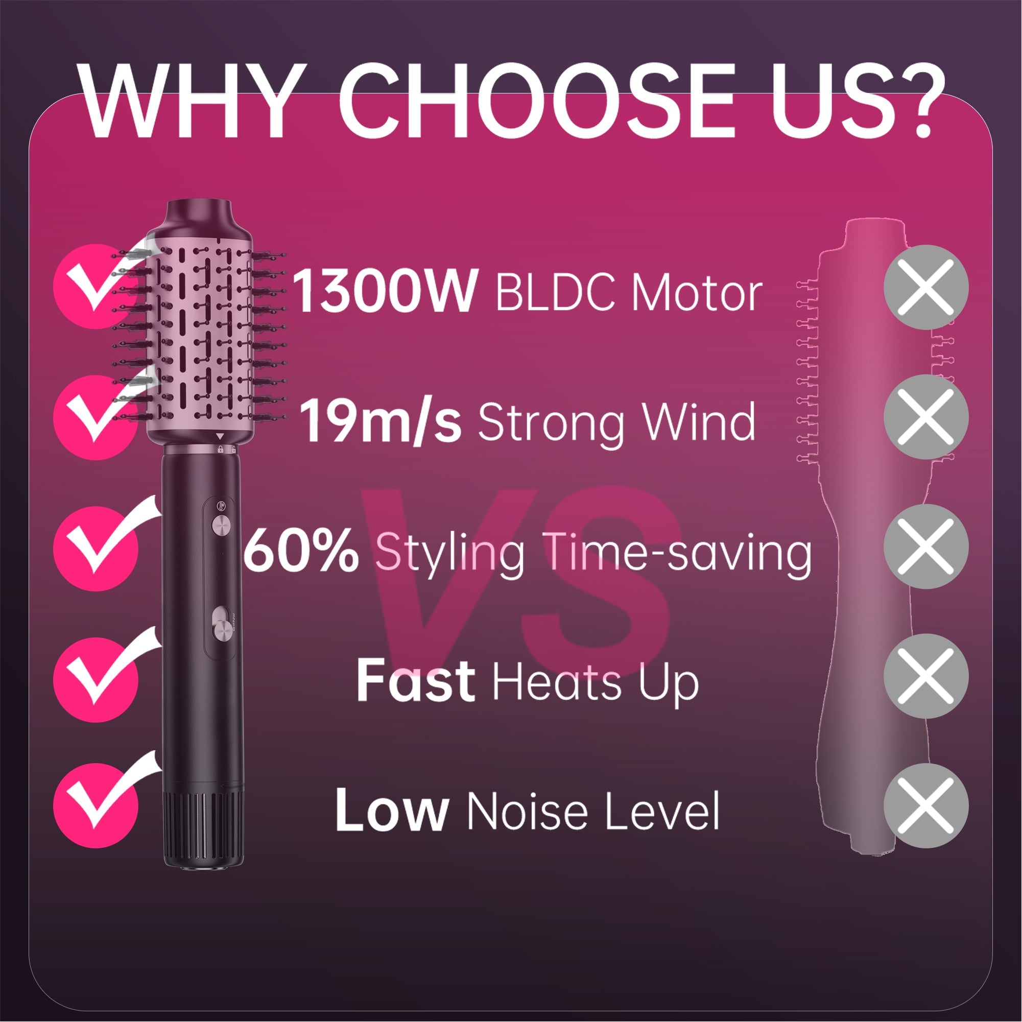 NICEBAY Hair Dryer Brush Blow Dryer Brush in One, Hot Air Styler 1300W
