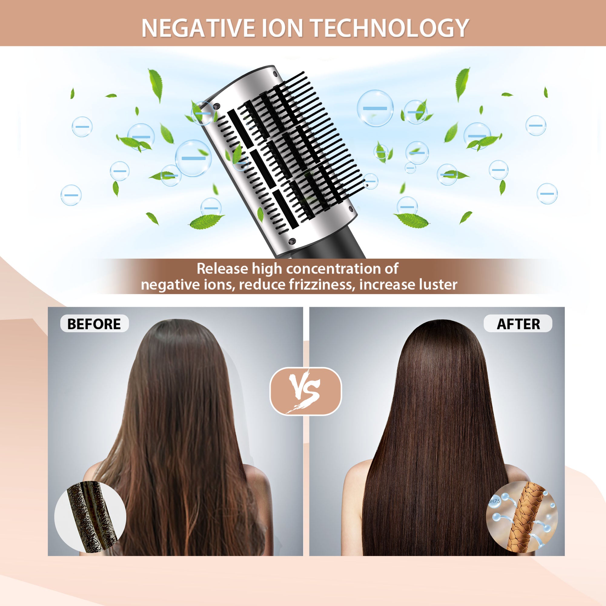 SKIMI 1000W Ionic Ceramic Hair Dryer Brush with Attachments, 3-Speed Hot Air Styling Tool