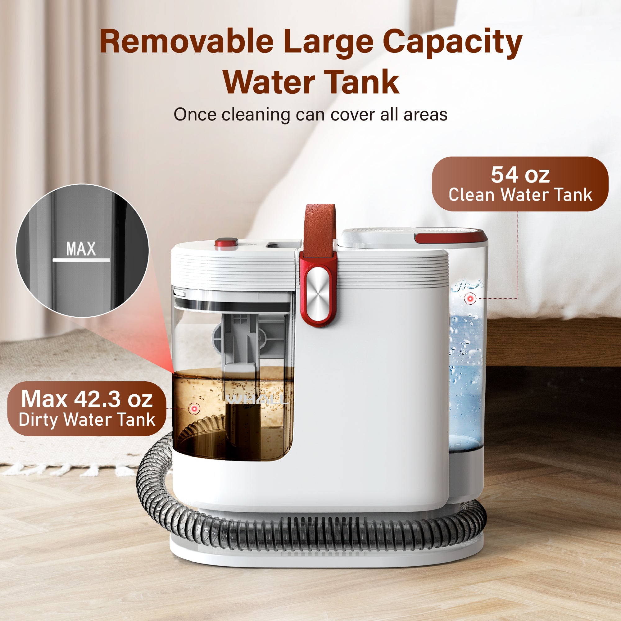 Whall Carpet & Upholstery Cleaner Machine, Portable Spot Vacuum for Couch, Sofa, Pet Stain, Car Seat