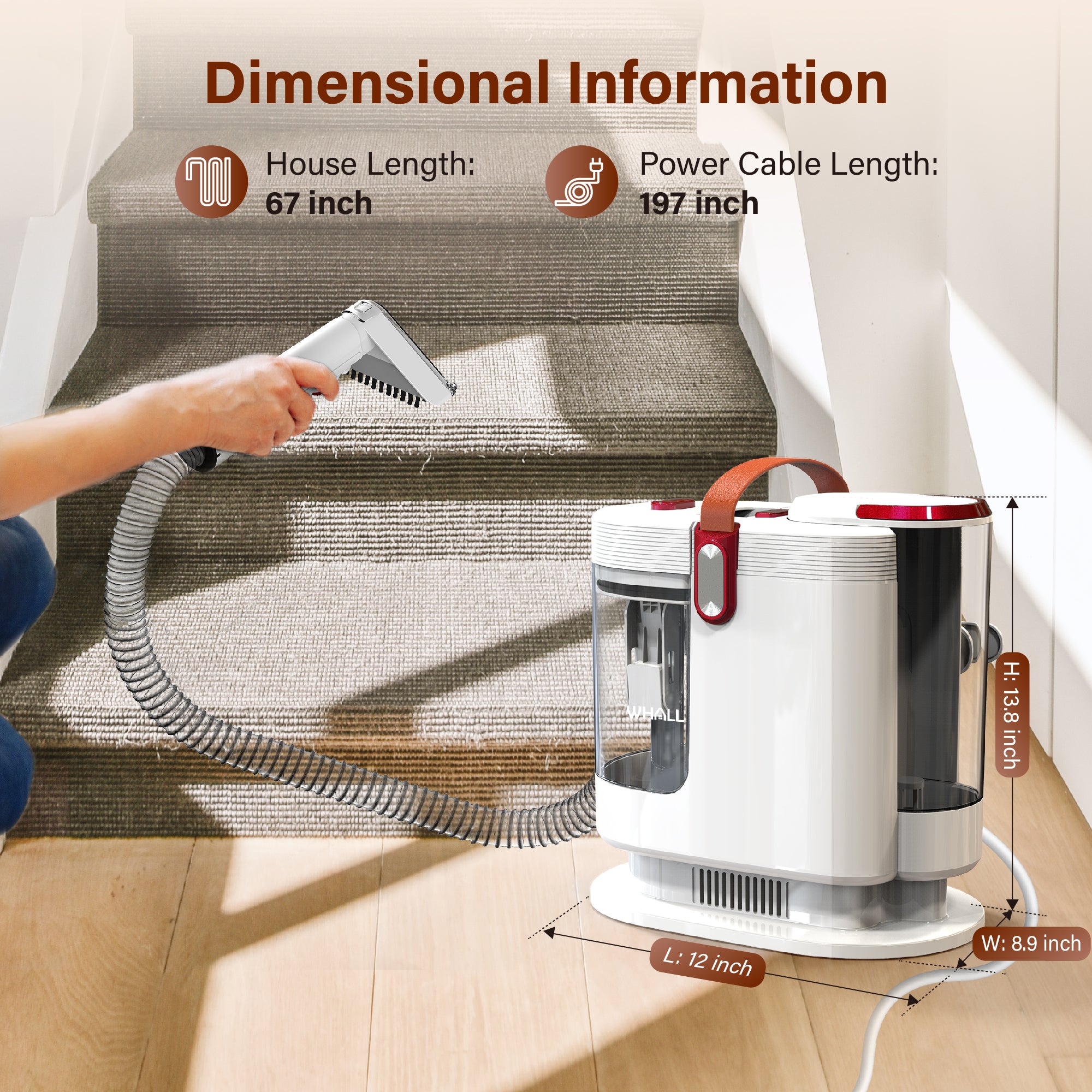 Whall Carpet & Upholstery Cleaner Machine, Portable Spot Vacuum for Couch, Sofa, Pet Stain, Car Seat