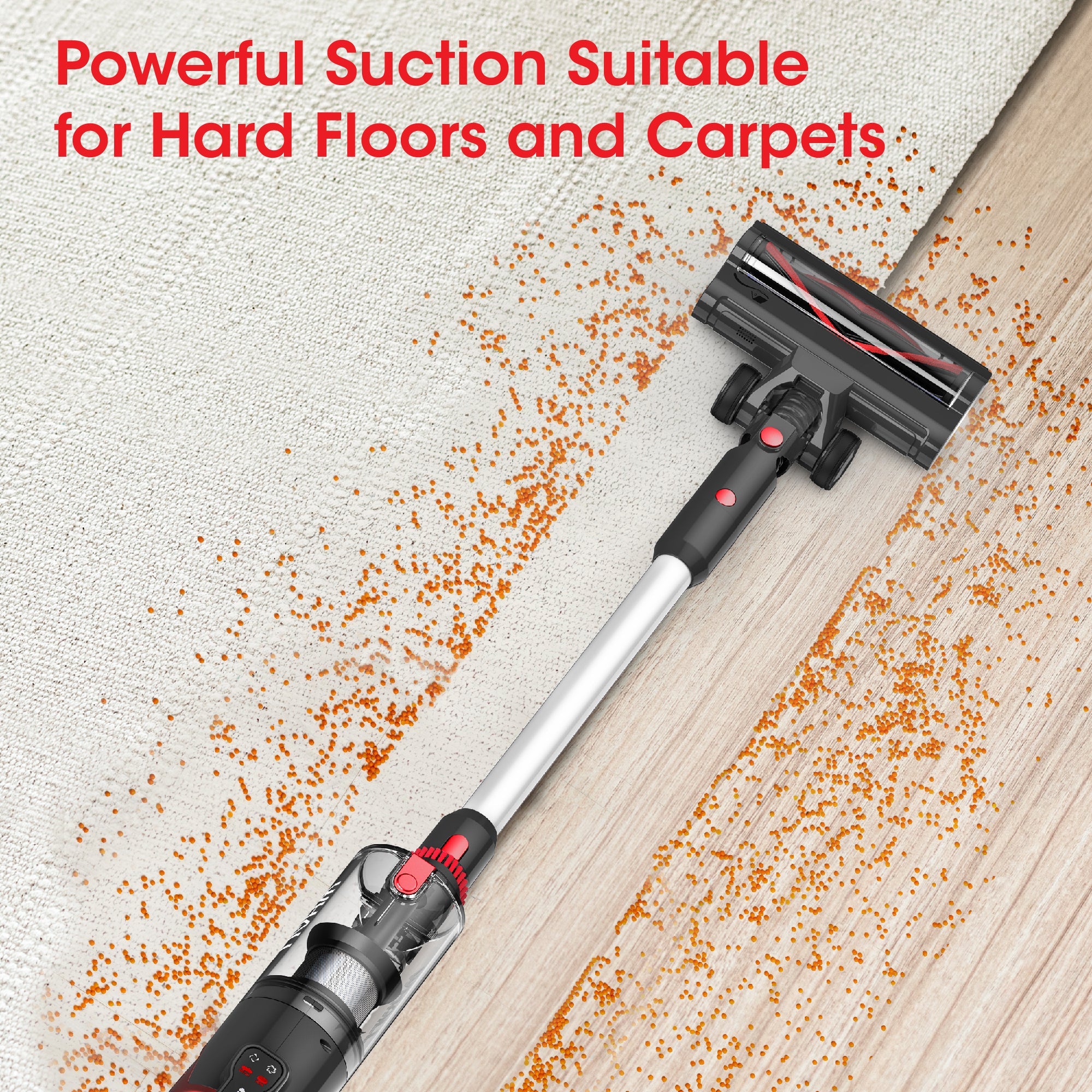 WHALL Cordless Vacuum Cleaner, Lightweight Stick Vacuum with LED Display & Multi-Functional Accessories