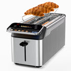 Whall Stainless Steel Smart Toaster, 4 Slice | Projection Touchscreen, 1.5" Extra-Wide Slots, Digital Timer, Removable Crumb Tray