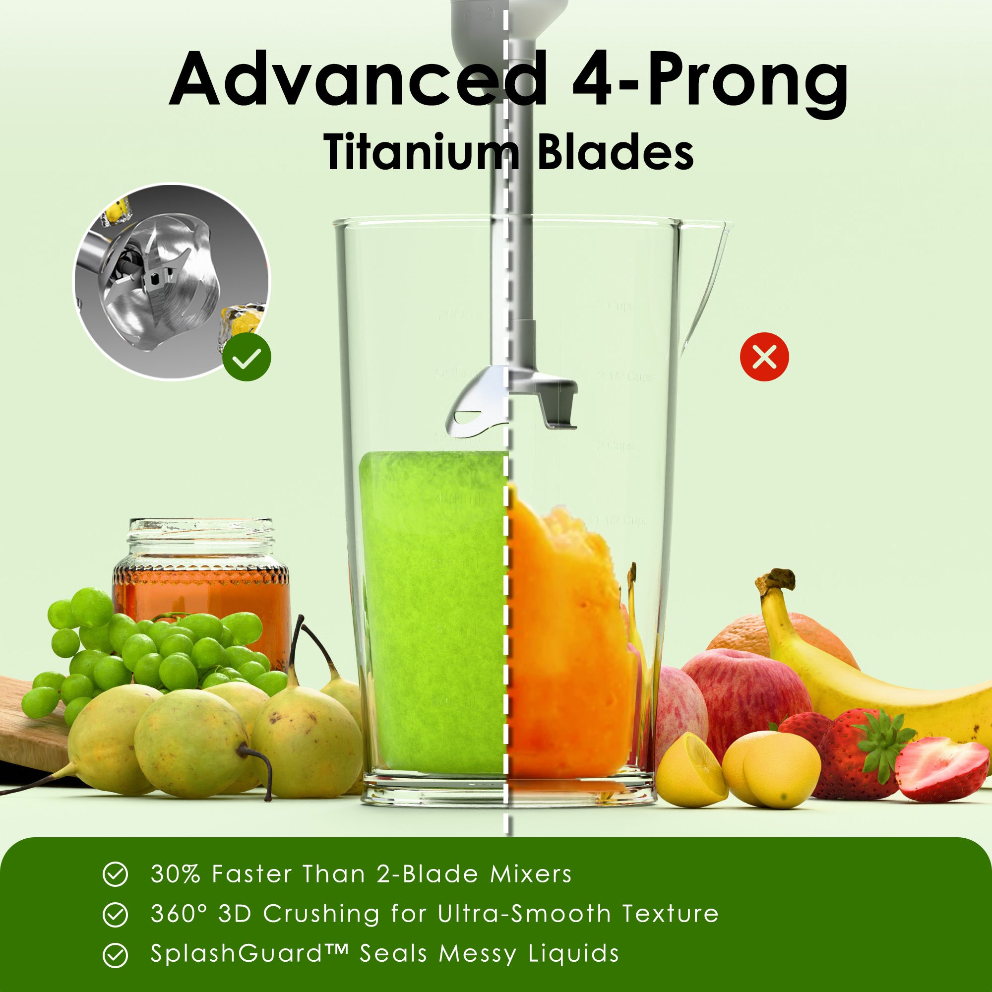 Whall Cordless Immersion Hand Blender, 5-in-1 Cordless Hand Blender Set – Rechargeable, One-Touch Control and Stainless Steel Blades for Smoothies, Shakes or Soups, Black
