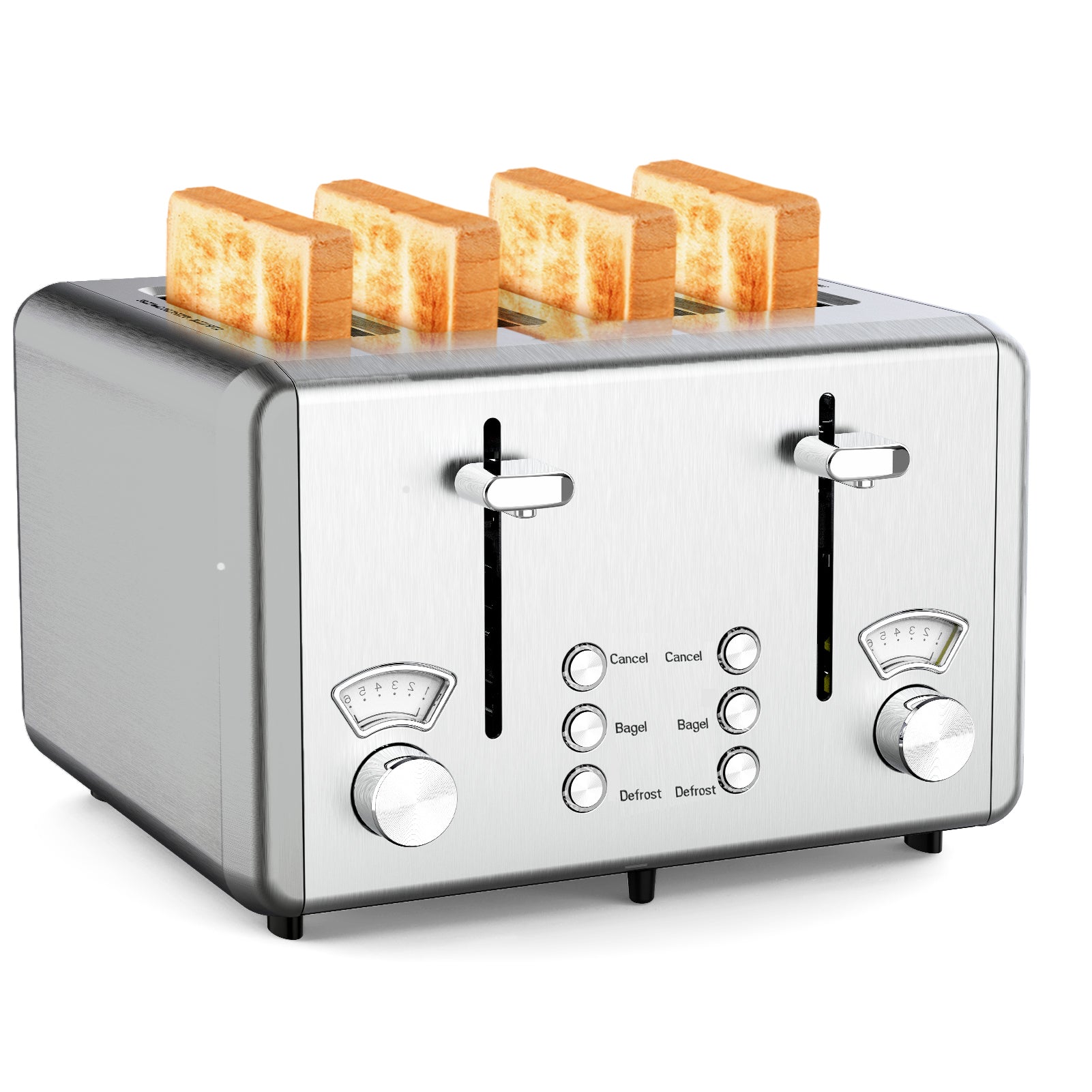 WHALL ®KST023GU Toaster Stainless Steel,Toaster-6 Bread Shade Settings,Bagel/Defrost/Cancel Function with Dual Control Panels,Wide Slot,Removable Crumb Tray