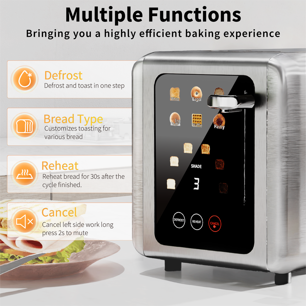 WHALL 2-Slice Touchscreen Toaster